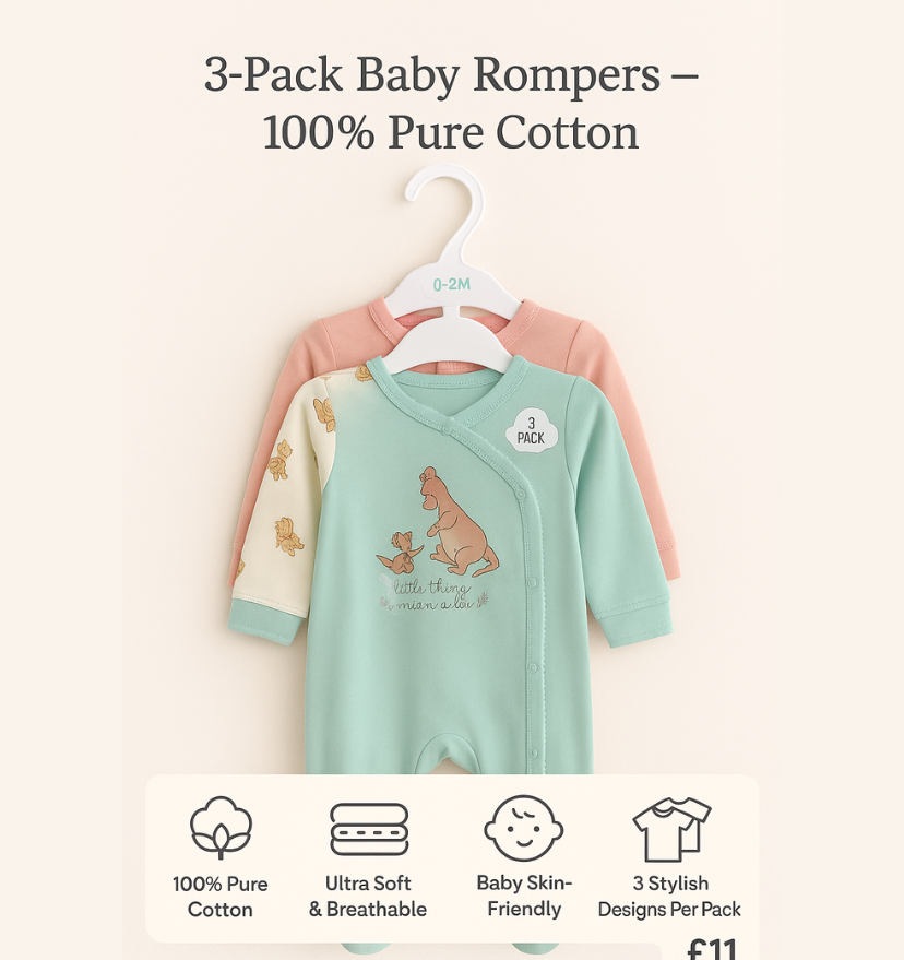 Newborn Baby Romper - UK Luxury Cotton